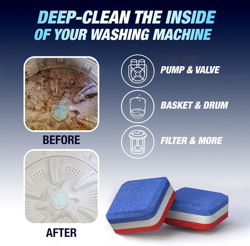 SHIMMERIX Washing Machine Cleaner Tablets 28 Pack for HE Top Load - Eco Friendly Washer Machine Cleaning Tablets - 3 Layers Septic Safe Wash Machine Full Deodorizer Descaler Protector - 1 Plus Year Supply - Image 2